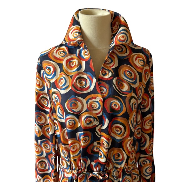 J MCLAUGHLIN NWT MOLLIE MOD ROSE MAXI DRESS SILK BLD RETRO Y2K MODERN POCKETS S - Picture 3 of 11